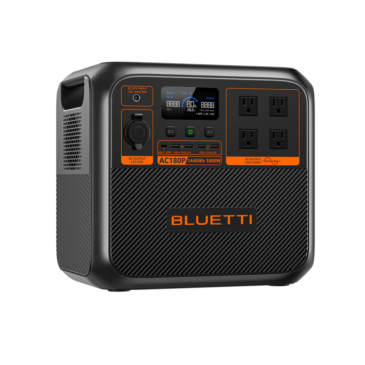 Bluetti AC180P Portable Power Station 1800W Solar Generator 11 Output Ports - POWER FIT SHOP — Powering Preparedness, Health &amp; Home