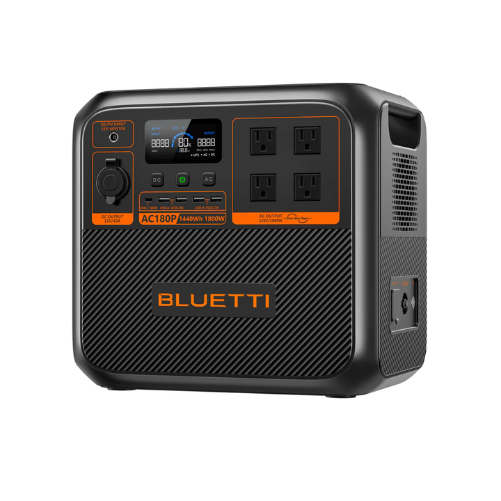 Bluetti AC180P Portable Power Station 1800W Solar Generator 11 Output Ports - POWER FIT SHOP — Powering Preparedness, Health &amp; Home