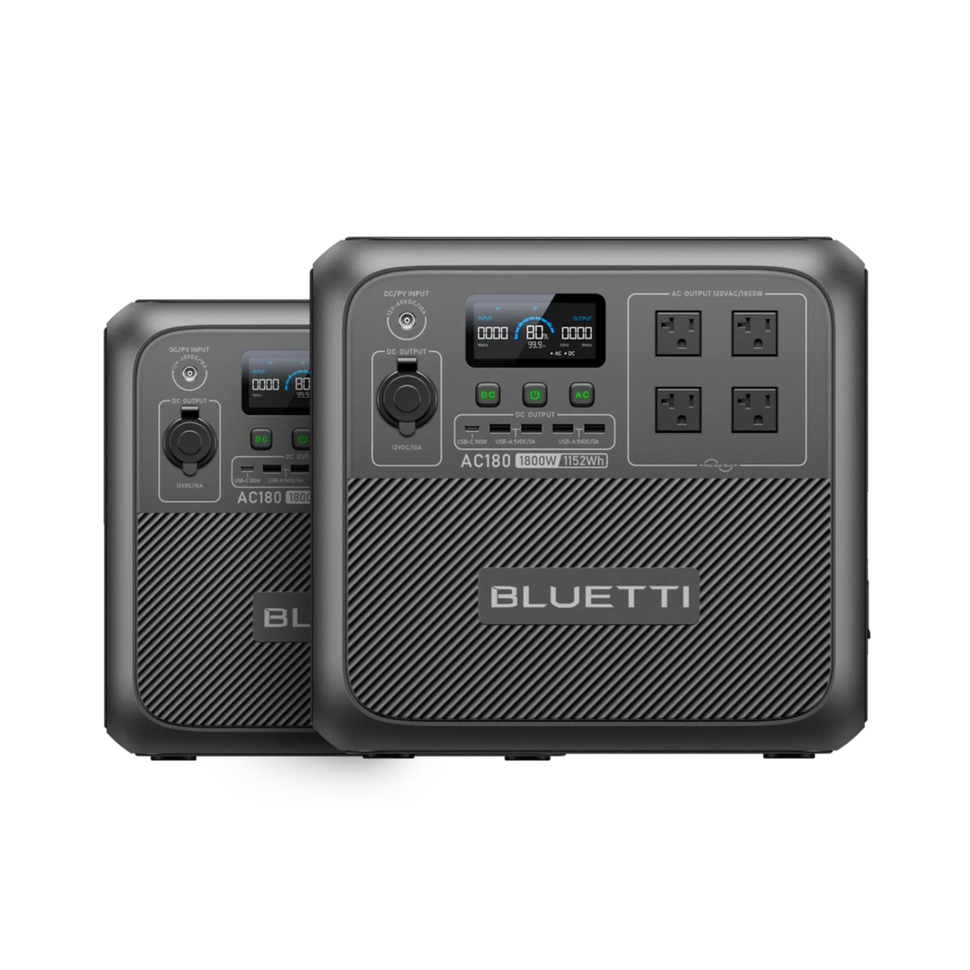 BLUETTI QTY 2 OF AC180 Solar Ready Portable Power Station 2304Wh MPPT Controller