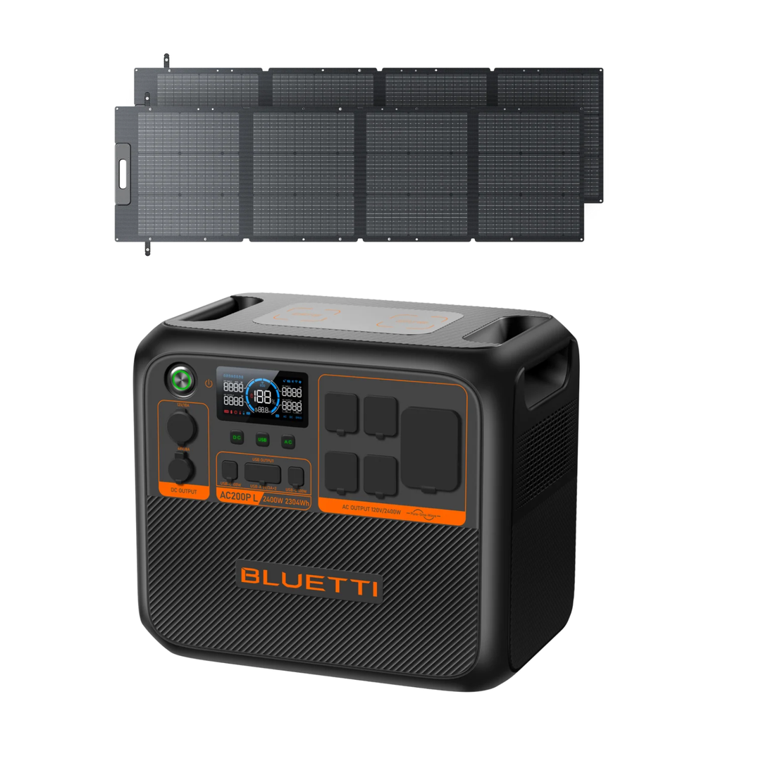 BLUETTI AC200PL Portable Power Station 2304Wh + Qty 2 200W Foldable Solar Panels