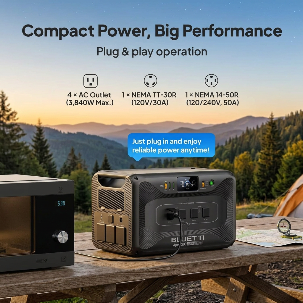 BLUETTI Apex 300 Portable Power Station 2765Wh — Remote Power, RV Ready, Storm Backup