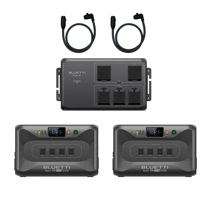 BLUETTI QTY 2 OF Apex 300 + Hub A1 With QTY 2 Parallel Connection Cables