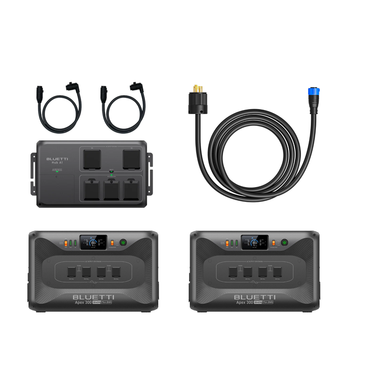 BLUETTI 2 Apex 300 + Hub A1 and 2 Parallel Cables + 30A Fast Charge NEMA L14-30