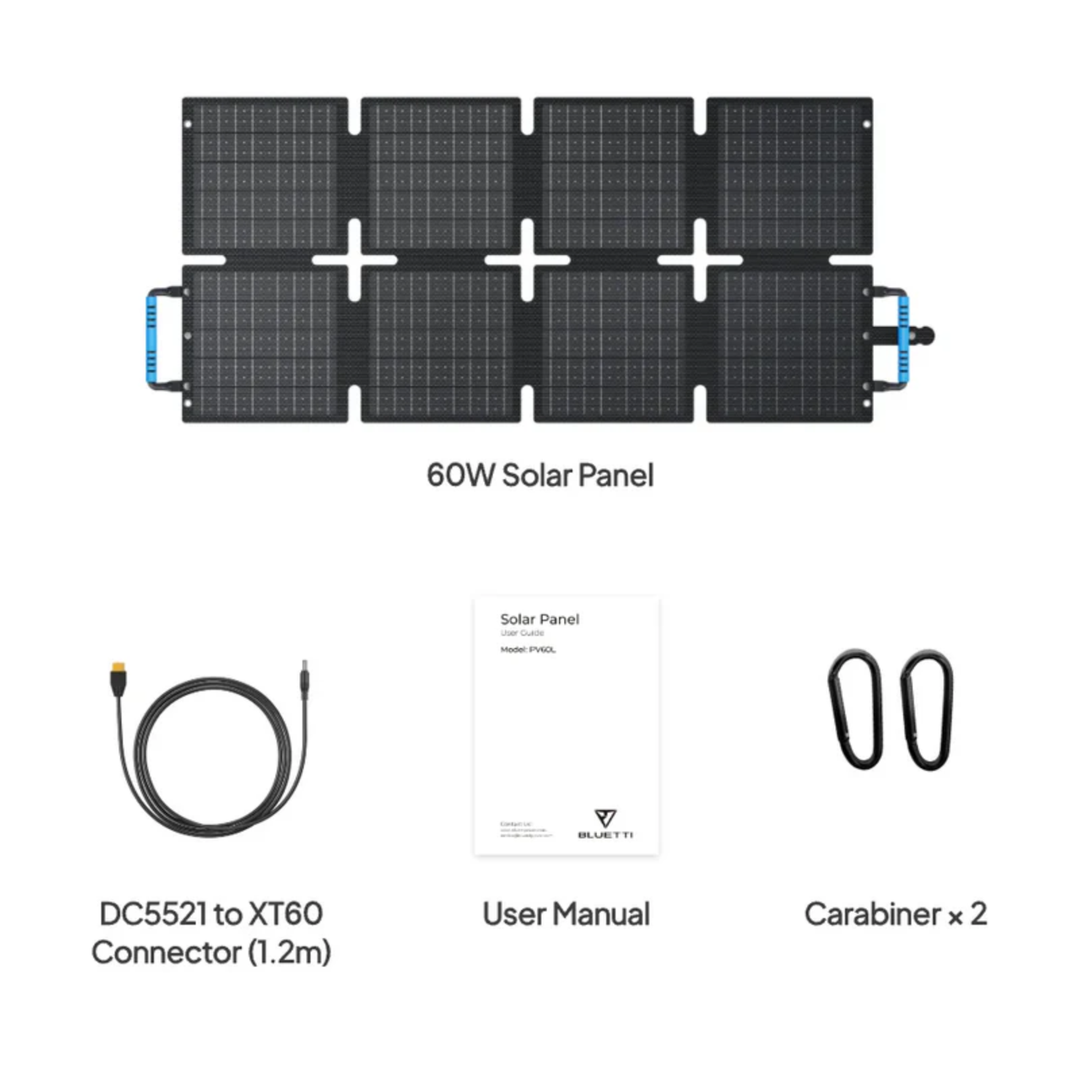 Bluetti Sora 60W Solar Panel Portable Lightweight Outdoor Power 3 DC Output Port - POWER FIT SHOP — Powering Preparedness, Health &amp; Home