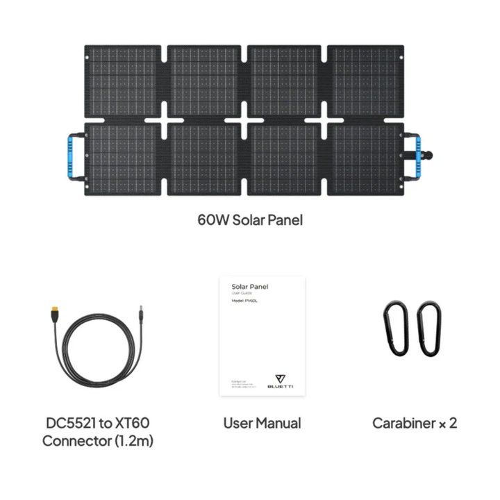 Bluetti Sora 60W Solar Panel Portable Lightweight Outdoor Power 3 DC Output Port - POWER FIT SHOP — Powering Preparedness, Health &amp; Home