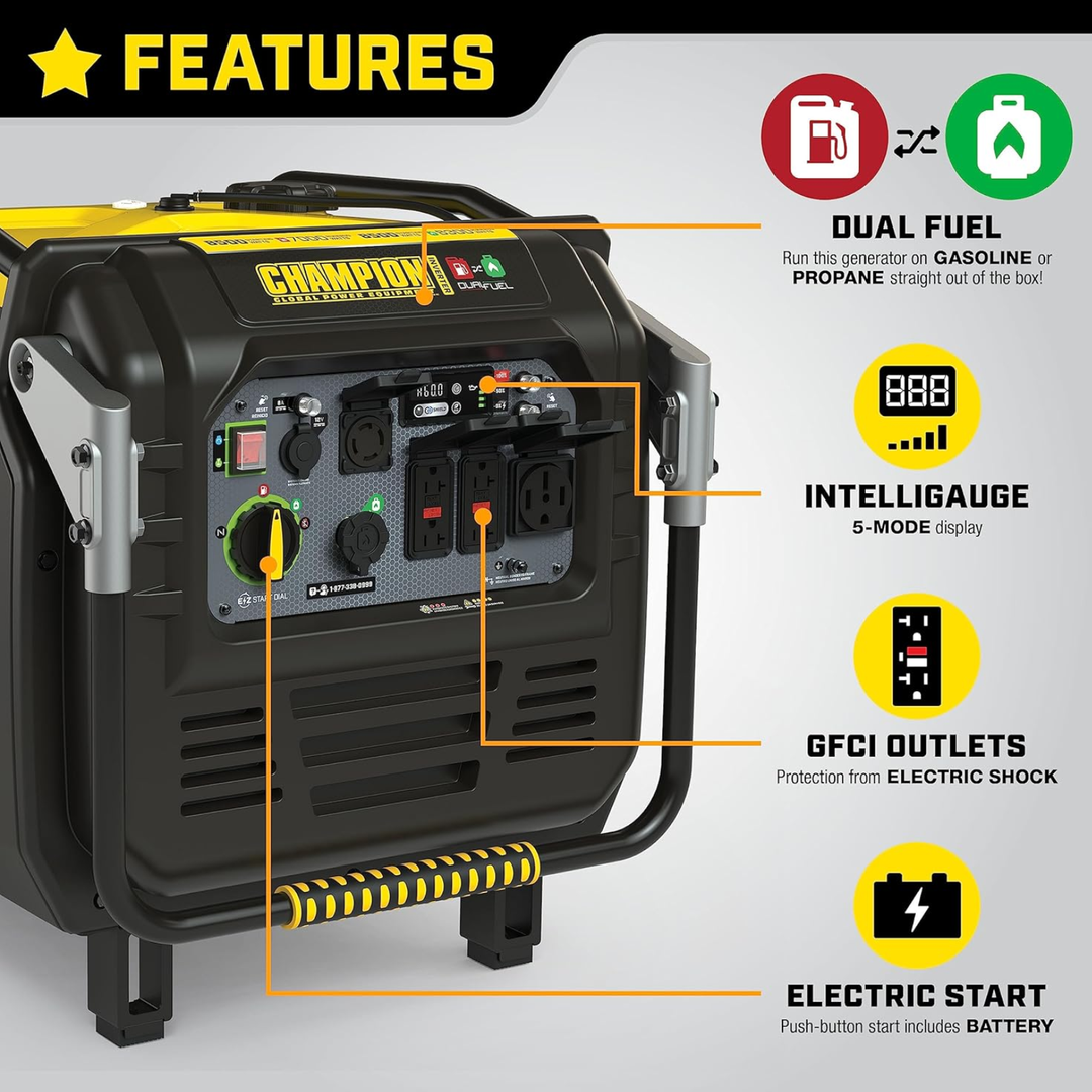 Champion 8500 Watt Dual Fuel Portable Inverter Generator Quiet Technology - POWER FIT SHOP — Powering Preparedness, Health &amp; Home