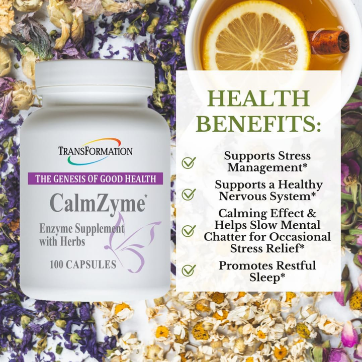 Transformation Enzymes CalmZyme Enzyme Supplement with Herbs 100 Capsules - POWER FIT SHOP — Powering Preparedness, Health &amp; Home