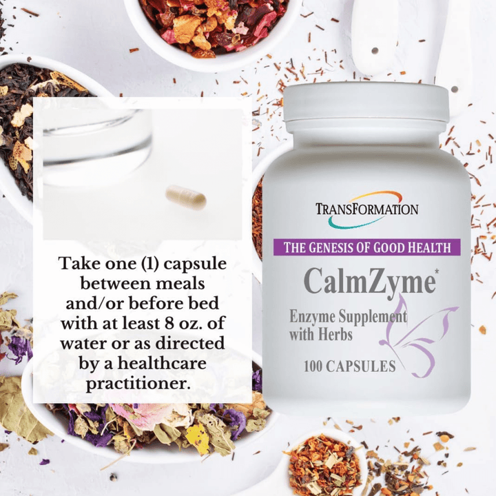 Transformation Enzymes CalmZyme Enzyme Supplement with Herbs 100 Capsules - POWER FIT SHOP — Powering Preparedness, Health &amp; Home