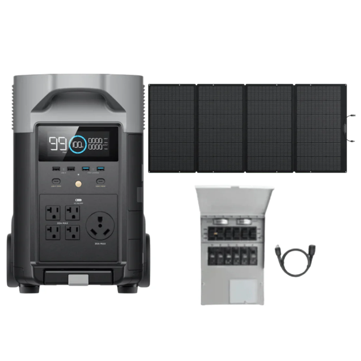 EcoFlow DELTA Pro with Qty 1 of 400W Solar Panel and Qty 1 Transfer Switch