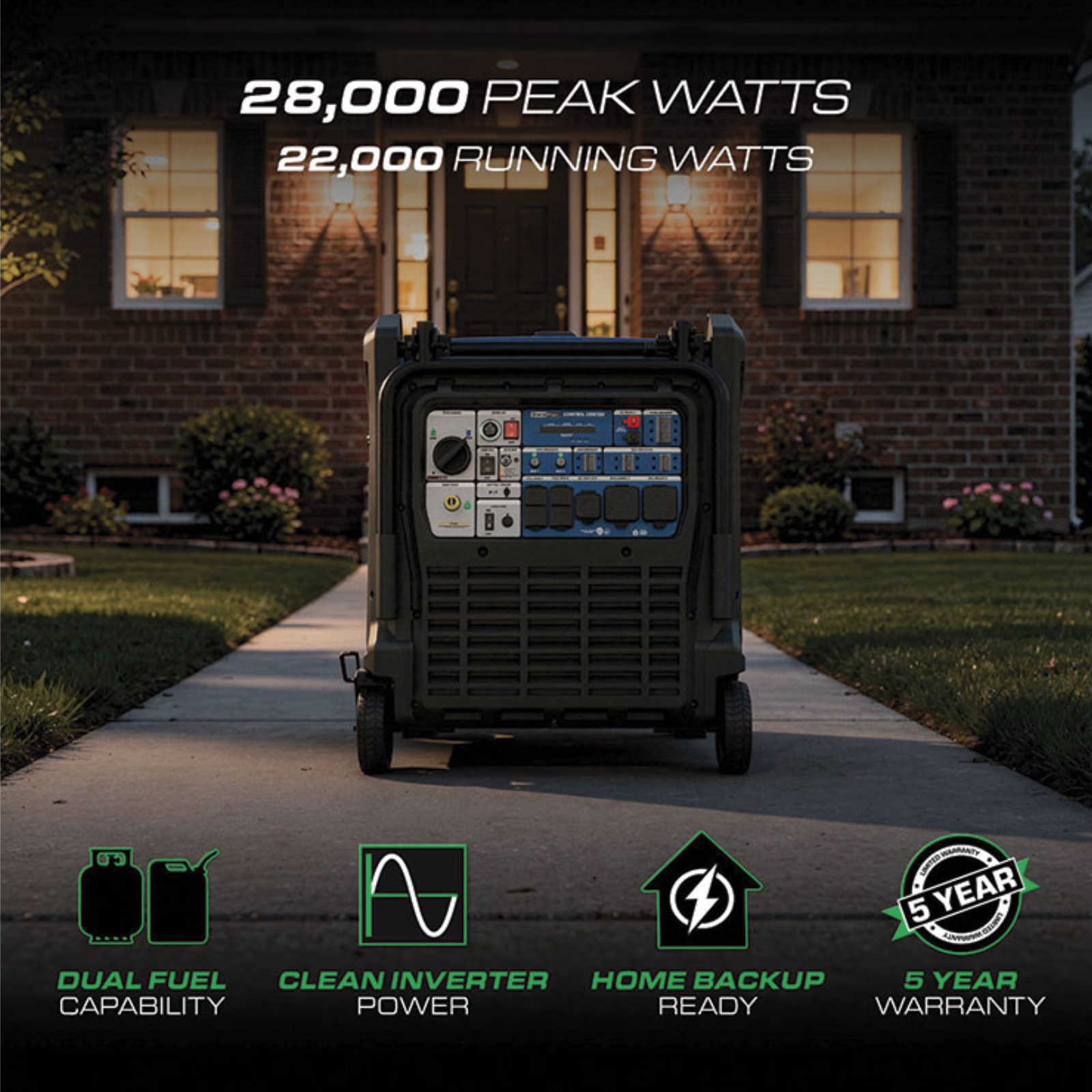 DuroMax 28000W Dual Fuel Inverter Generator Portable Home Backup Power XP28000IH - POWER FIT SHOP — Powering Preparedness, Health & Home