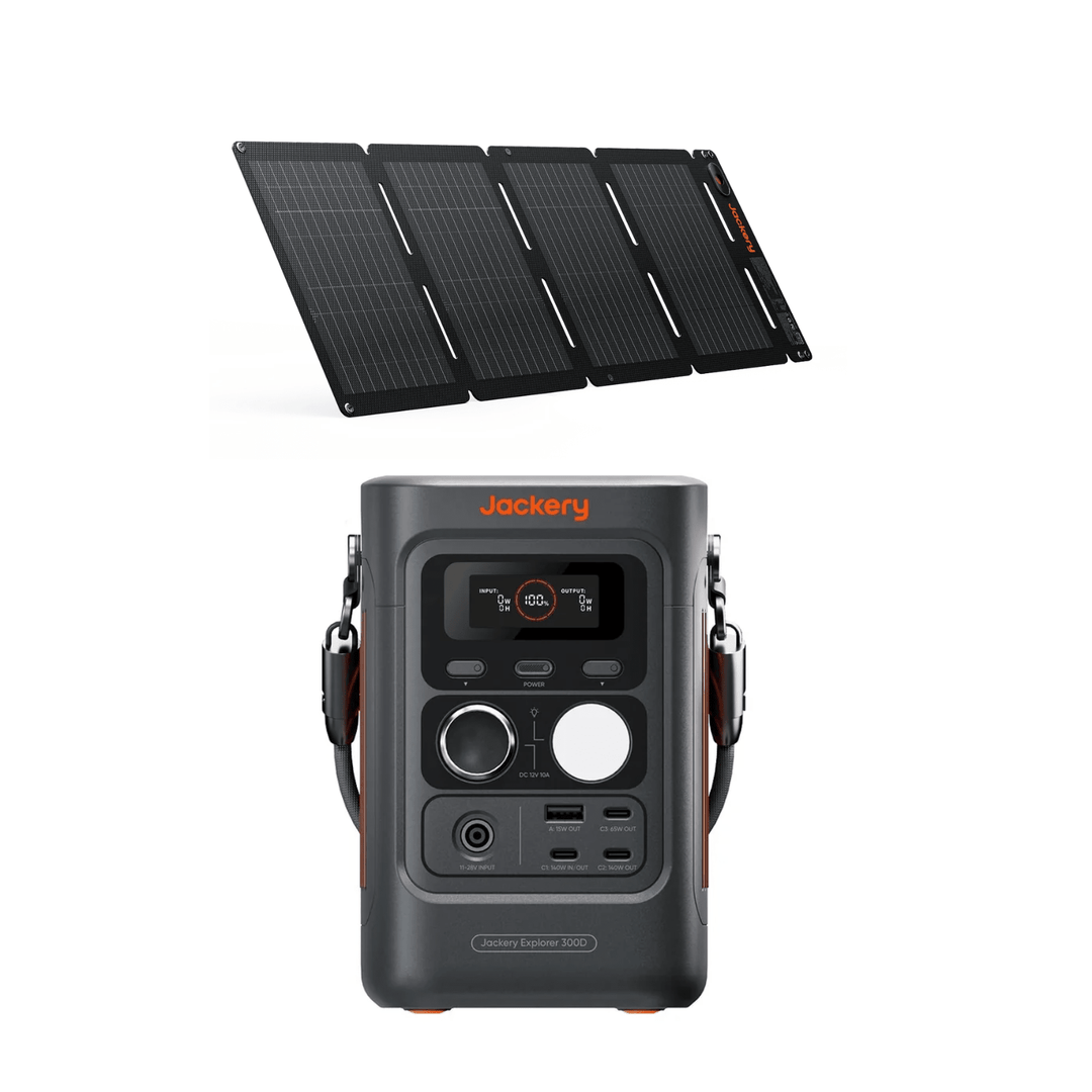 Jackery Explorer 300D Power Station 288Wh + SolarSaga Solar Panel 40W - POWER FIT SHOP — Powering Preparedness, Health &amp; Home