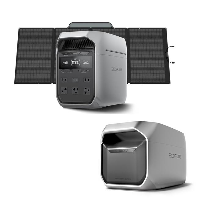 EcoFlow DELTA 3 Plus Portable Power Station + Smart Extra Battery + 400W Solar Panel Bundle