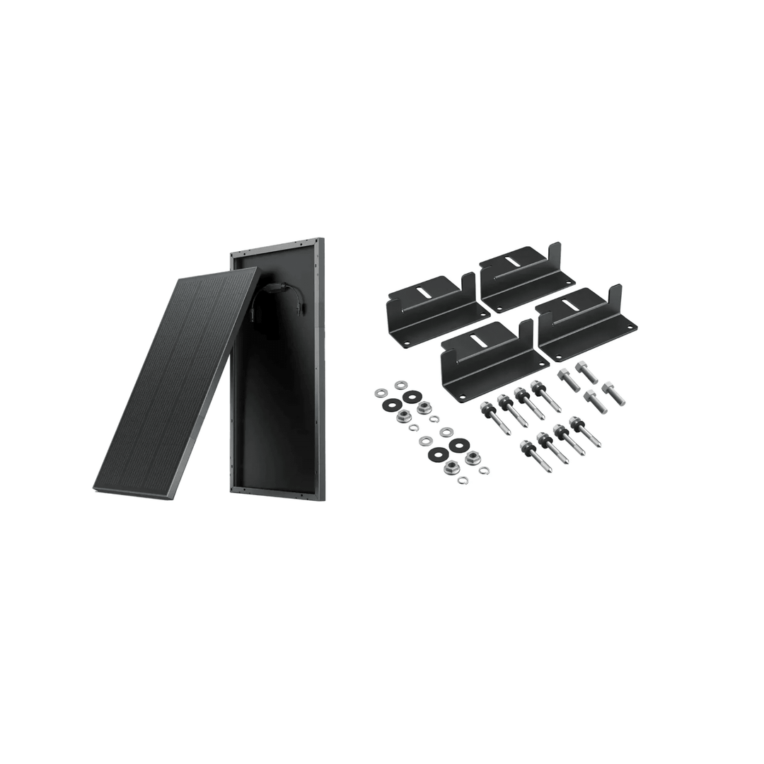 EcoFlow QTY 2 of 100W Rigid Solar Panels + QTY 2 of Solar Panel Mounting Feet - POWER FIT SHOP — Powering Preparedness, Health &amp; Home