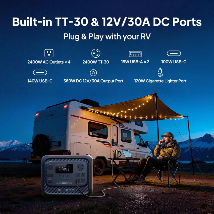 Bluetti Elite 320 Portable Power Station 2400W Solar Generator RV Home Backup - POWER FIT SHOP — Powering Preparedness, Health &amp; Home