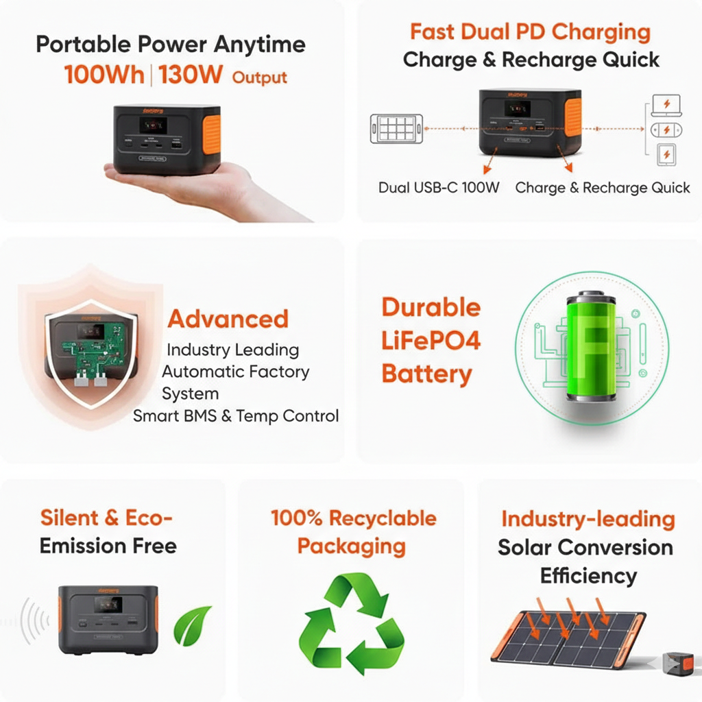 Jackery Explorer 100 Plus Portable Power Station 99.2 Wh + Mini Carrying Bag