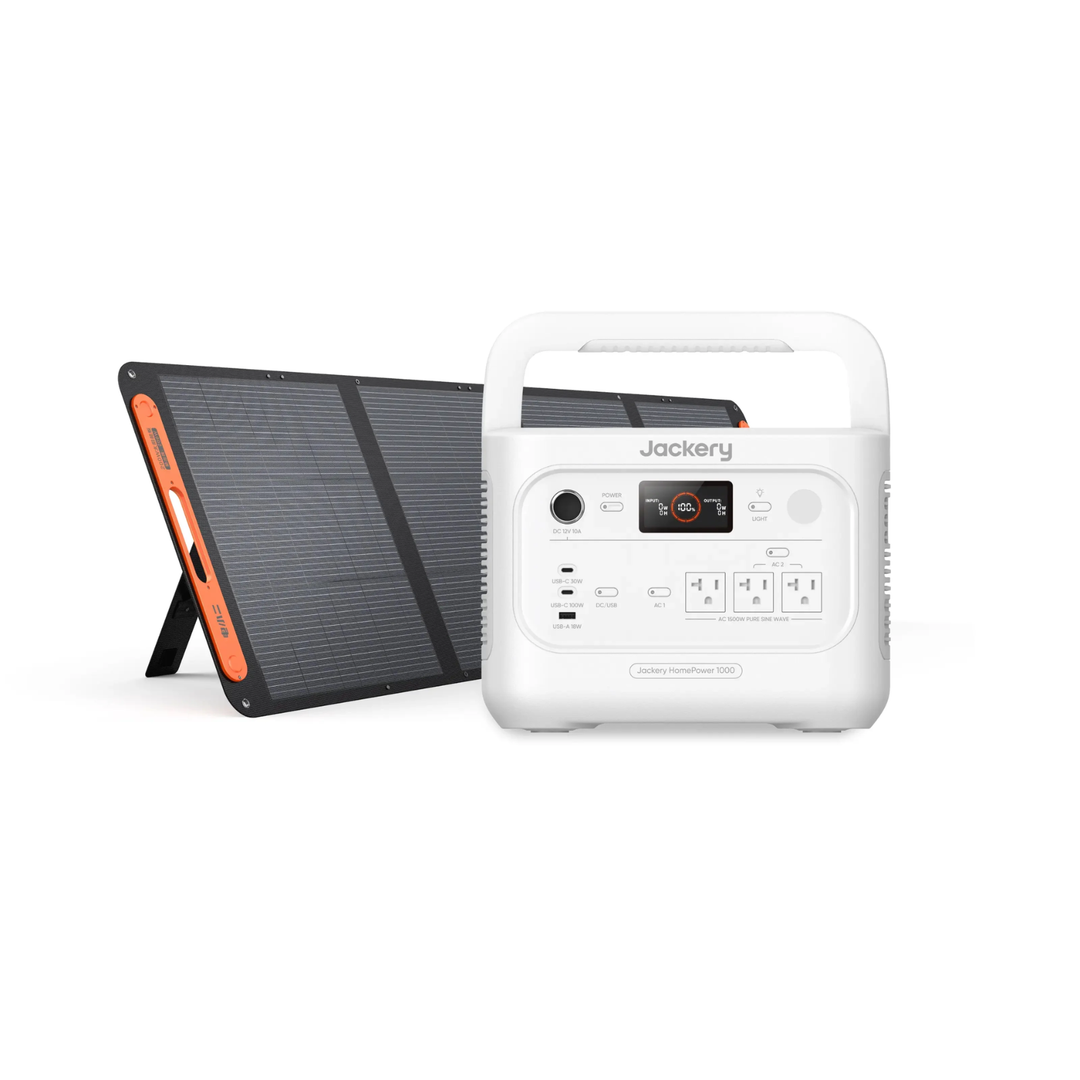 Jackery HomePower 1000 v2 Portable Power Station White with SolarSaga 200W Panel