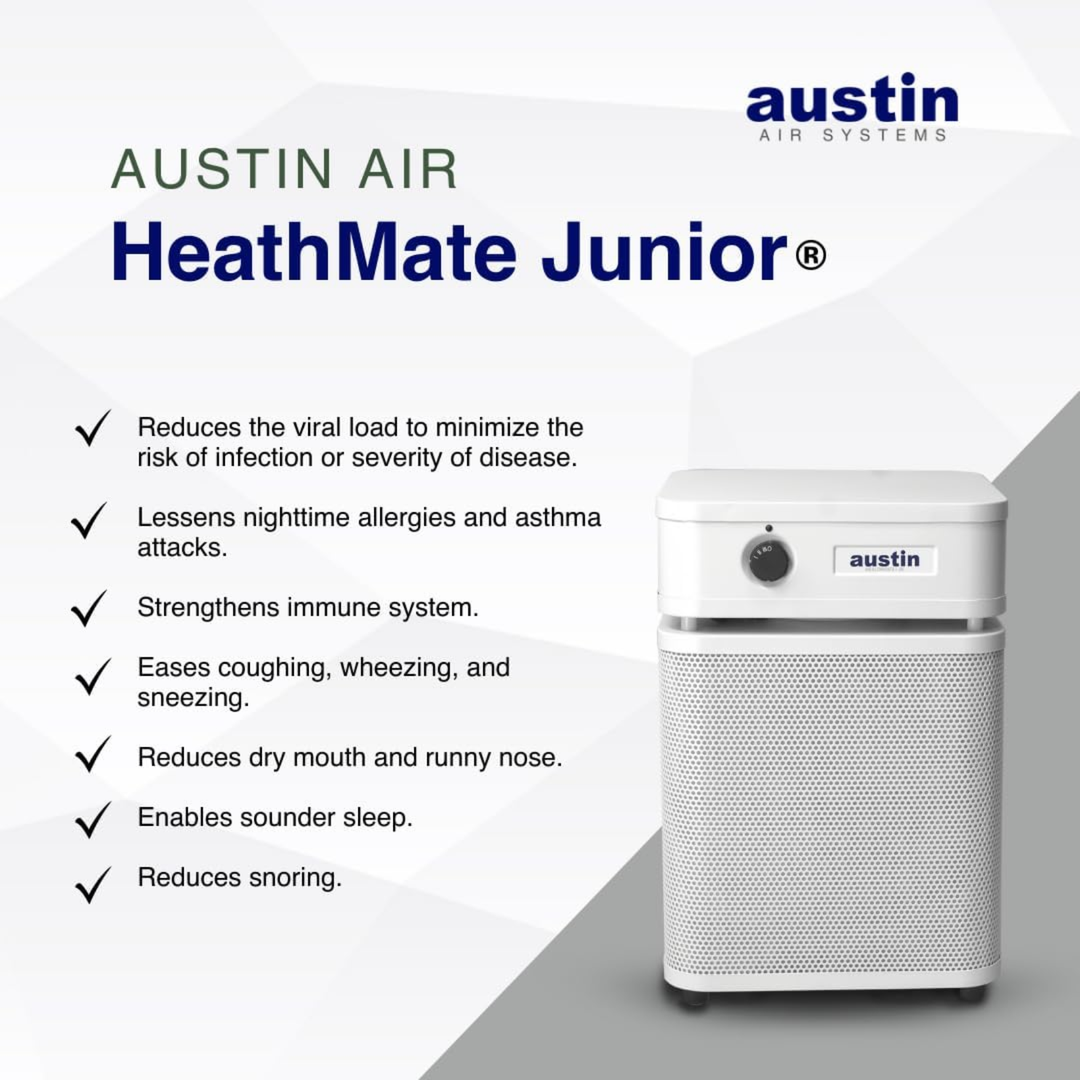 Austin Air HealthMate Junior Air Purifier HEPA – 110–120V (USA Model) – White
