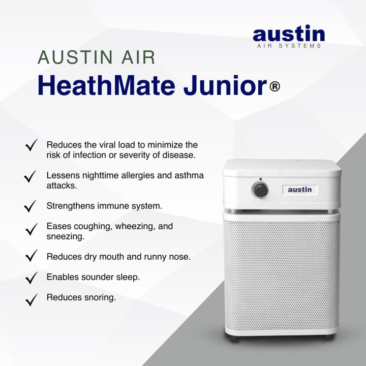 Austin Air HealthMate Junior Air Purifier HEPA – 110–120V (USA Model) – White