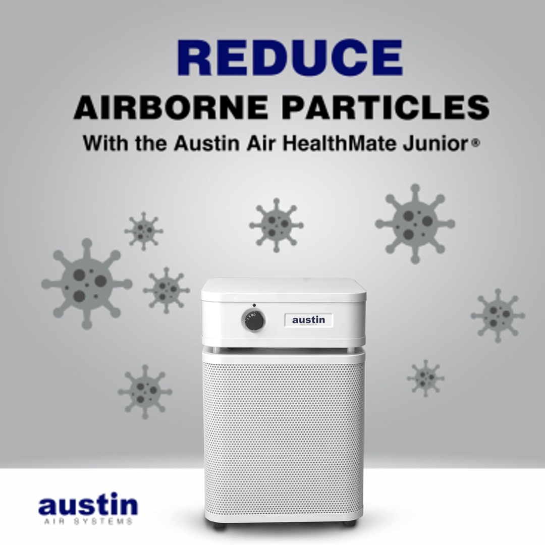 Austin Air HealthMate Junior Air Purifier HEPA – 110–120V (USA Model) – White