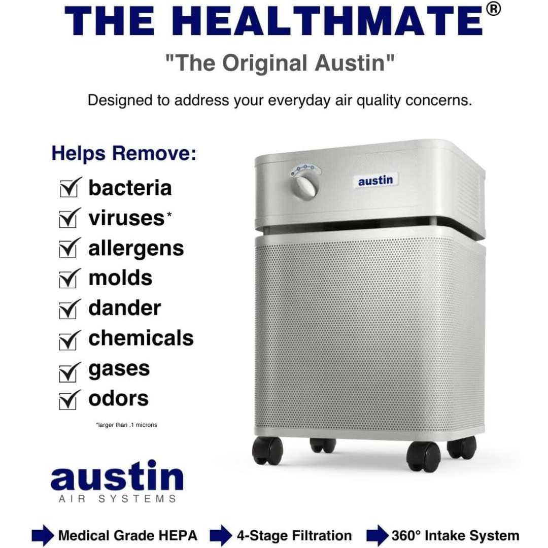 Austin Air HealthMate Standard HEPA B400C1 – 110–120V (USA Model) – White