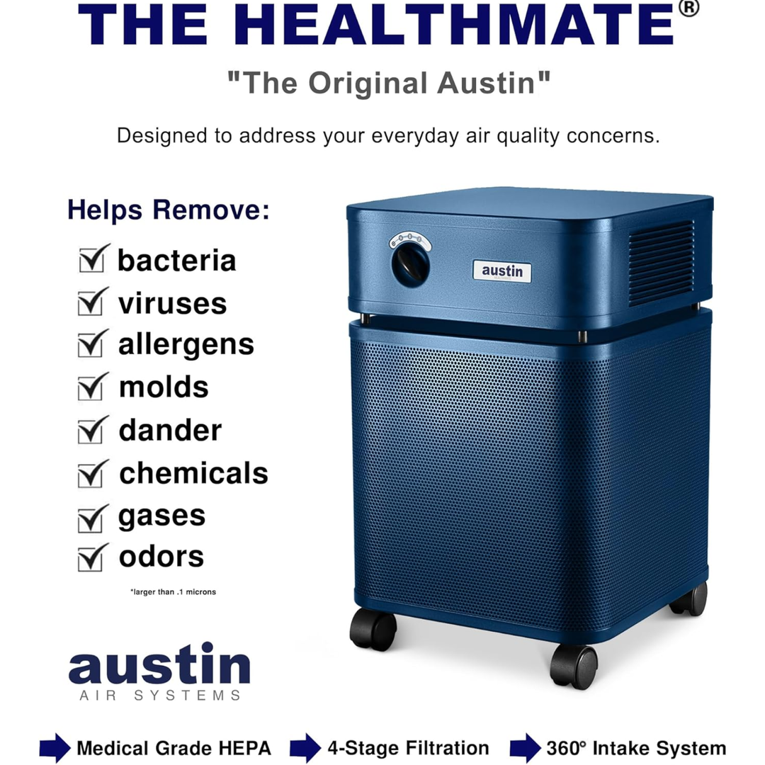 Austin Air HealthMate Standard HEPA B400E1 – 110–120V (USA Model) Midnight Blue