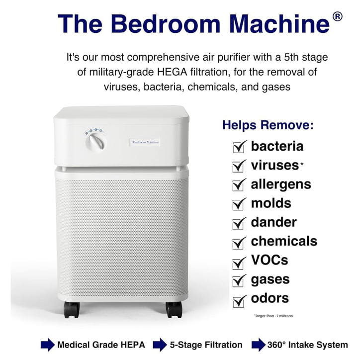Austin Air Bedroom Machine HEGA + HEPA – 110–120V (USA Model) – White