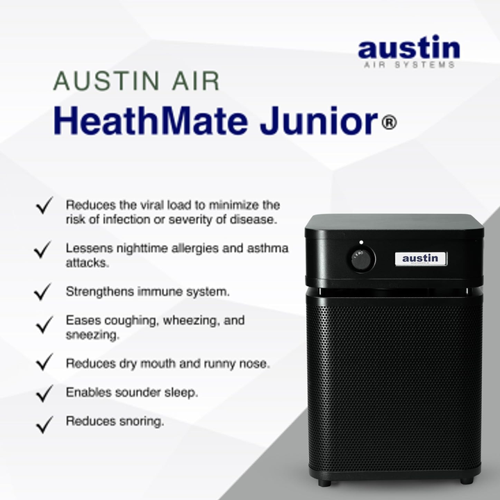 Austin Air HealthMate Junior Air Purifier HEPA – 110–120V (USA Model) – Black