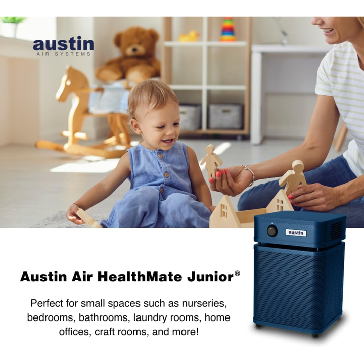 Austin Air HealthMate Junior HEPA – 110–120V (USA Model) – Midnight Blue