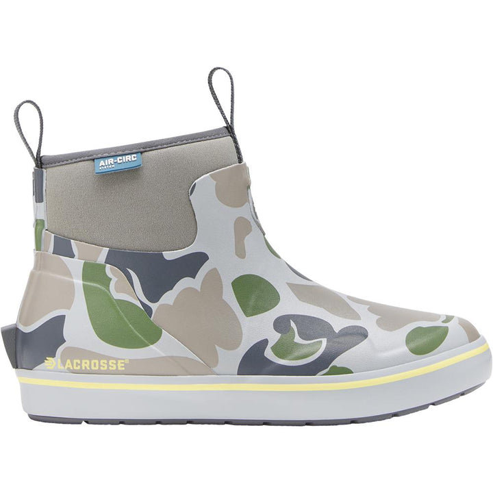 Chattanooga LaCrosse Alpha Deck 6-inch boots in seagrass duck camo for women, size 10, showing the rugged boot design and camo pattern.