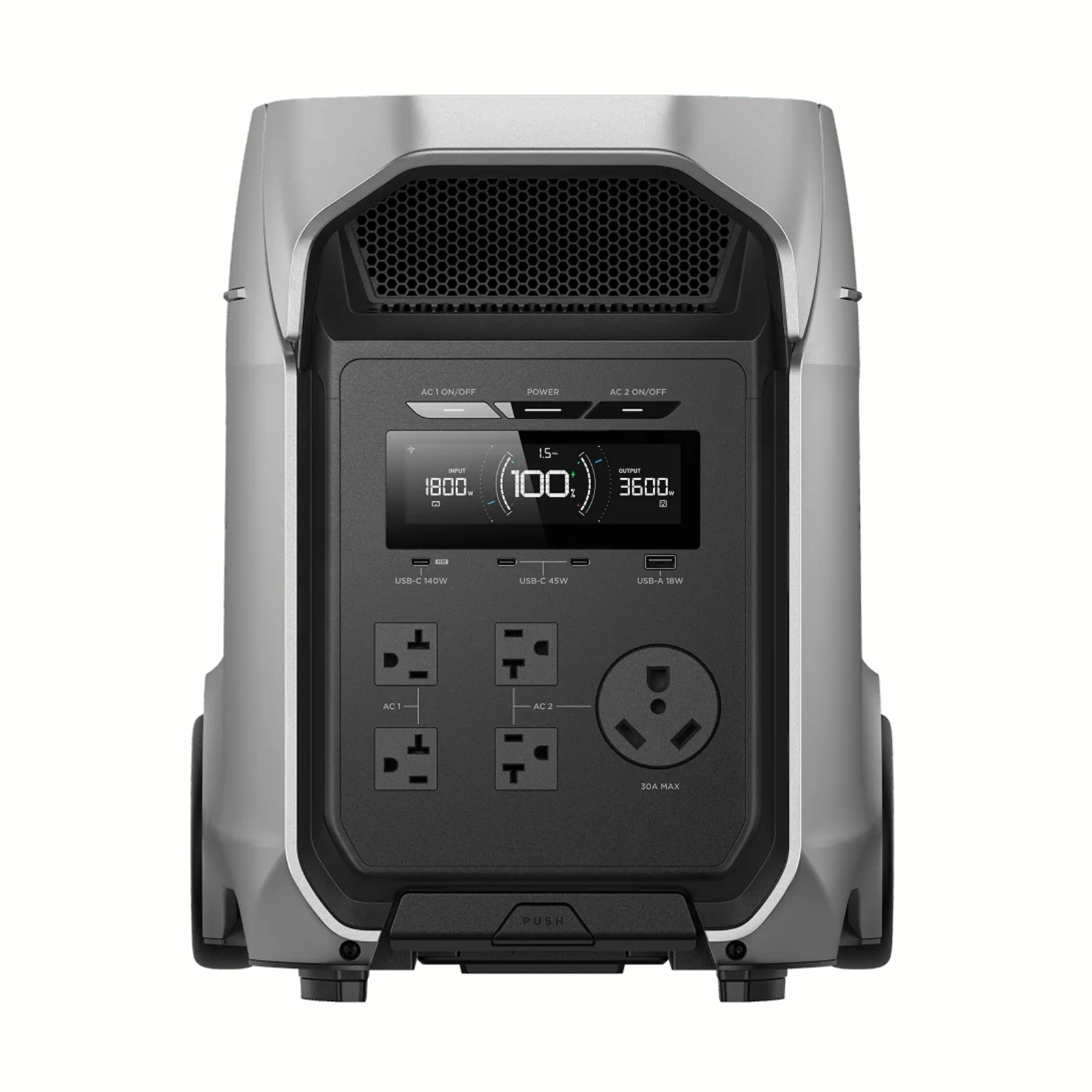 EcoFlow DELTA 3 Ultra Plus Portable Power Station front view with display and output ports