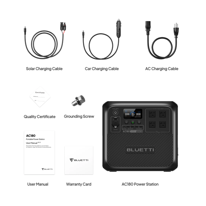 BLUETTI AC180 Solar Ready Portable Power Station 1152Wh MPPT Controller BMS