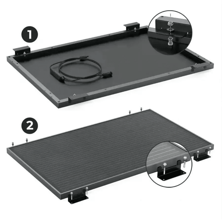 EcoFlow QTY 2 of 100W Rigid Solar Panels + QTY 2 of Solar Panel Mounting Feet - POWER FIT SHOP — Powering Preparedness, Health &amp; Home