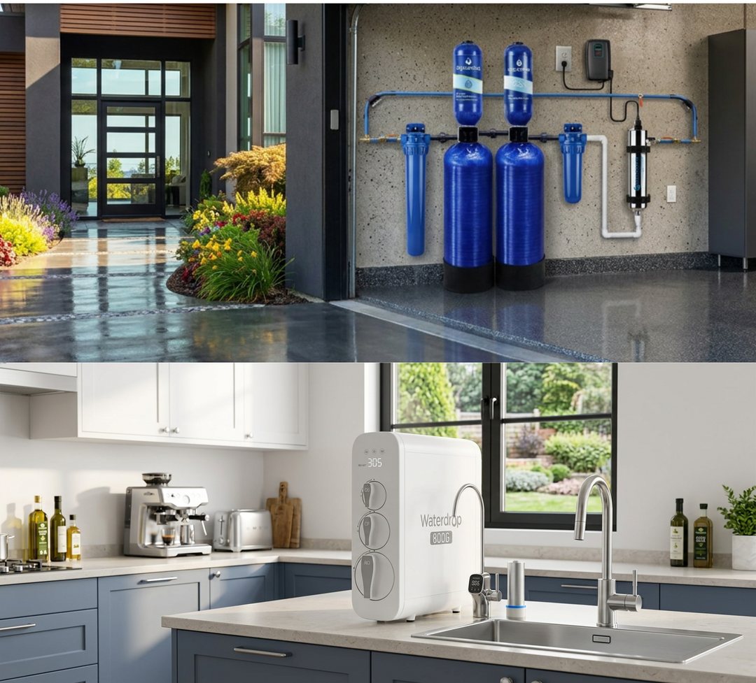 Aquasana City Water Filtration + Salt-Free + UV + Post  &amp; Pre-Filter + Install Kit With Waterdrop RO System G3P800 Filtration