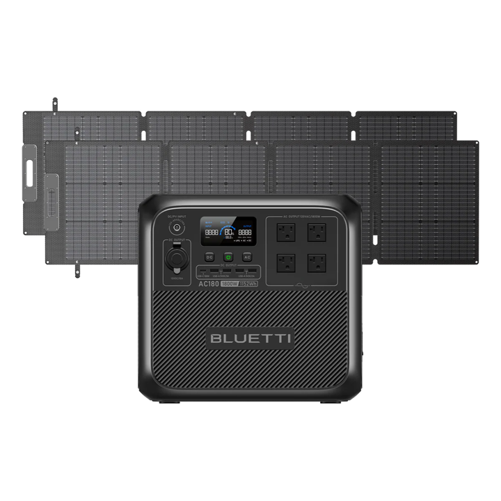 BLUETTI AC180 Solar Ready Power Station 1152Wh + QTY 2 OF 200W Solar Panels