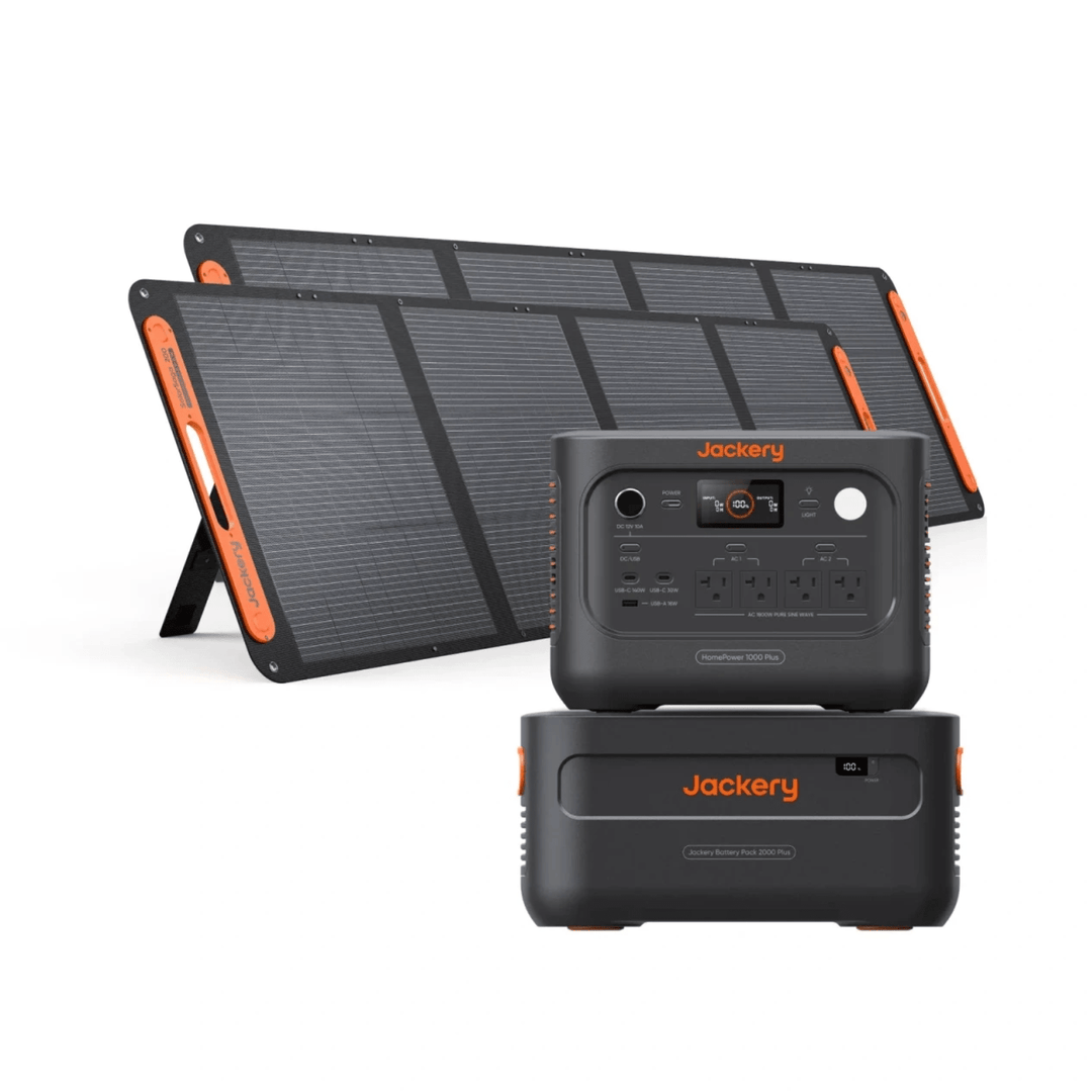 Jackery HomePower 1000 Plus v2 + Battery Pack 2000 Plus V2 +Qty 2 SolarSaga 200W - POWER FIT SHOP — Powering Preparedness, Health &amp; Home