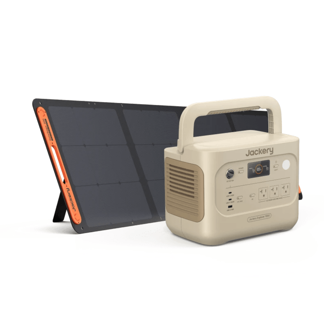 Jackery Explorer 1000 v2 Power Station Dune White + SolarSaga 200W Solar Panel - POWER FIT SHOP — Powering Preparedness, Health &amp; Home