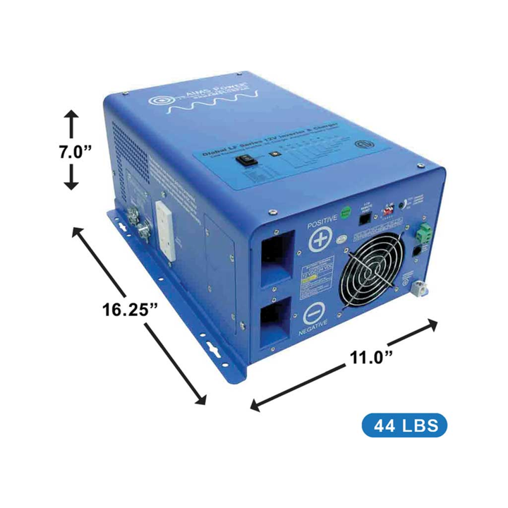 AIMS Power 2000W Pure Sine Inverter 12VDC UL458 Smart Battery Charger