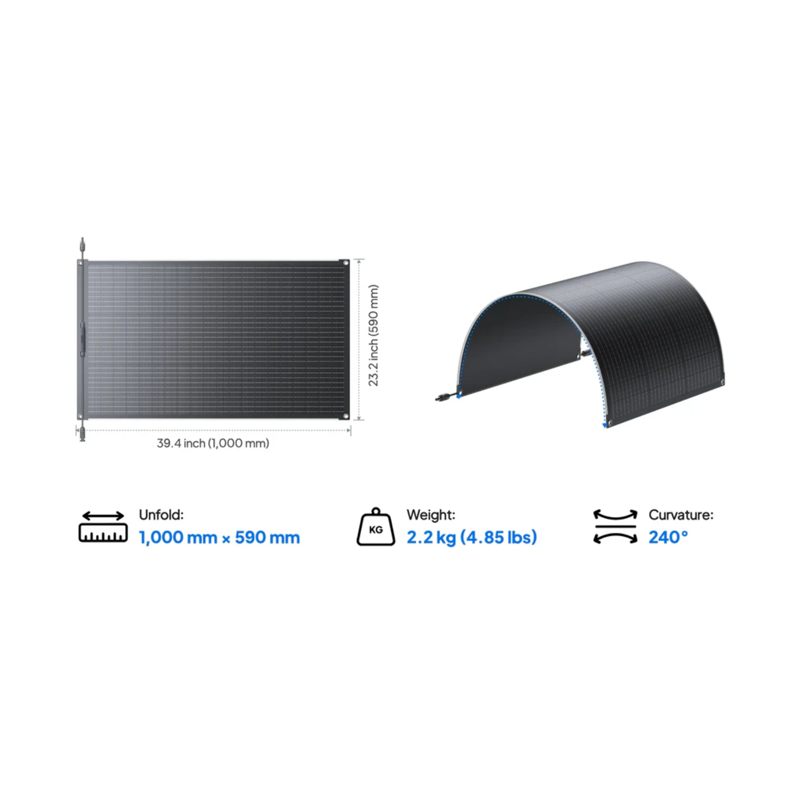 BLUETTI PV100 FX 100W Flexible Solar Panel Portable Outdoor Power Thin - POWER FIT SHOP — Powering Preparedness, Health & Home