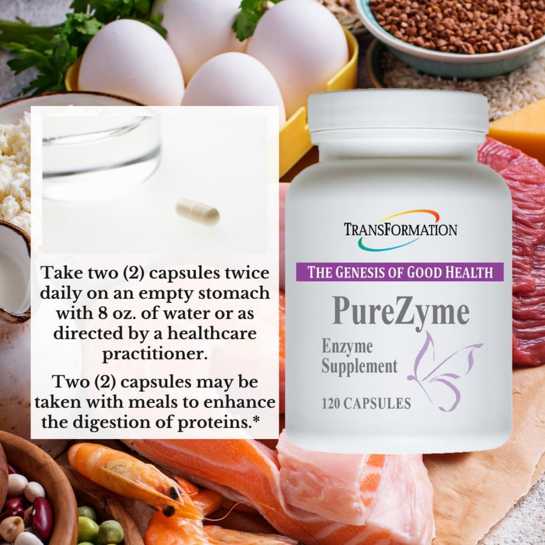 Transformation Enzymes PureZyme with Protease Enzymes 120 Capsules