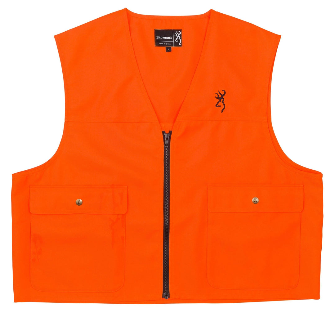 Chattanooga Browning Blaze XL safety vest with polyester material, zip front, adjustable straps, and multiple pockets.
