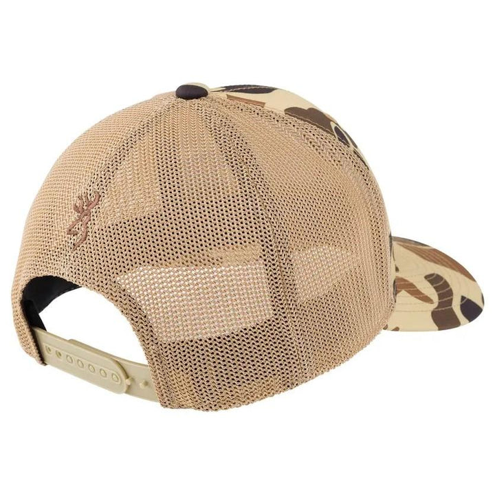 Browning Cupped Up Mesh Cap Vintage Tan Camo Adjustable Flexfit 110 One Size