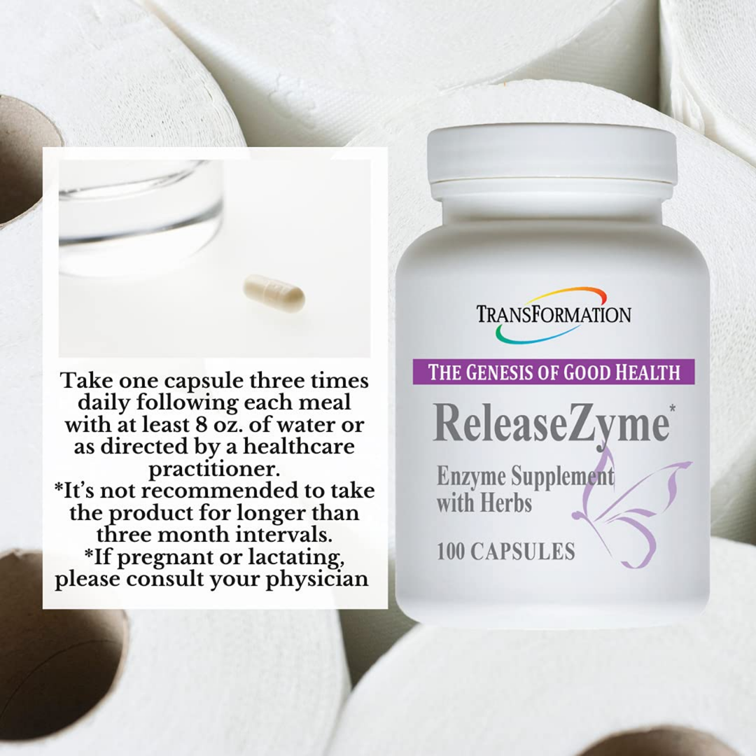 Transformation Enzymes ReleaseZyme Enzyme Supplement with Herbs 100 Capsules