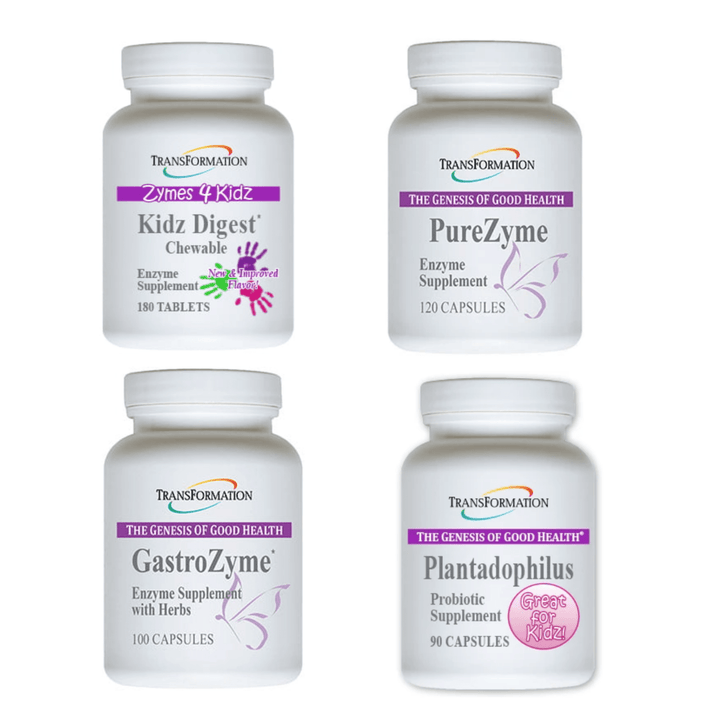 Transformation Enzymes Kidz Digest 180 GastroZyme 100 PureZyme 120 Plantadophilus 90 - POWER FIT SHOP — Powering Preparedness, Health &amp; Home