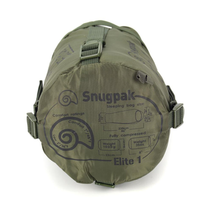 Chattanooga Snugpak Softie Elite 1 black lightweight sleeping bag, compact and insulated for outdoor camping and sleep comfort.