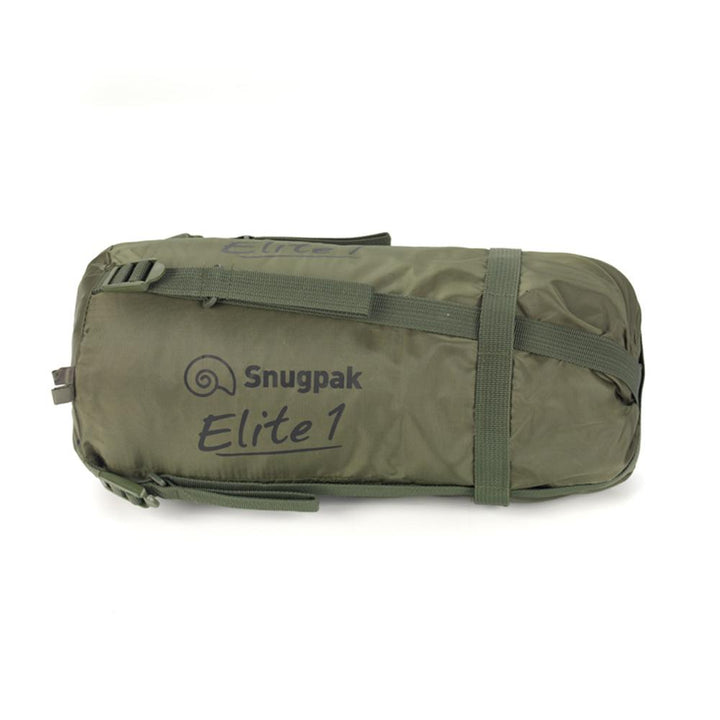 Chattanooga Snugpak Softie Elite 1 black lightweight sleeping bag laid out for camping or outdoor use.
