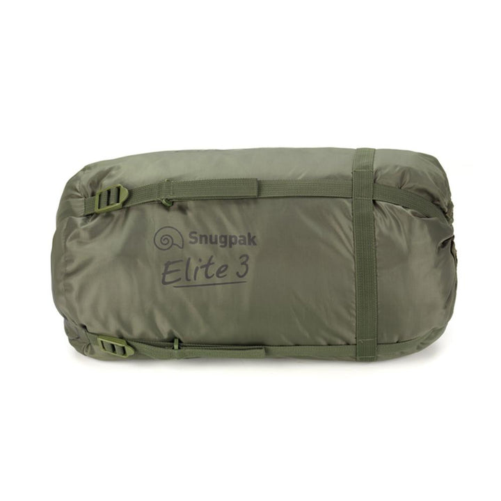 Chattanooga Snugpak Softie Elite 3 Coyote sleeping bag with expand-a-panel, insulated for cold weather camping.