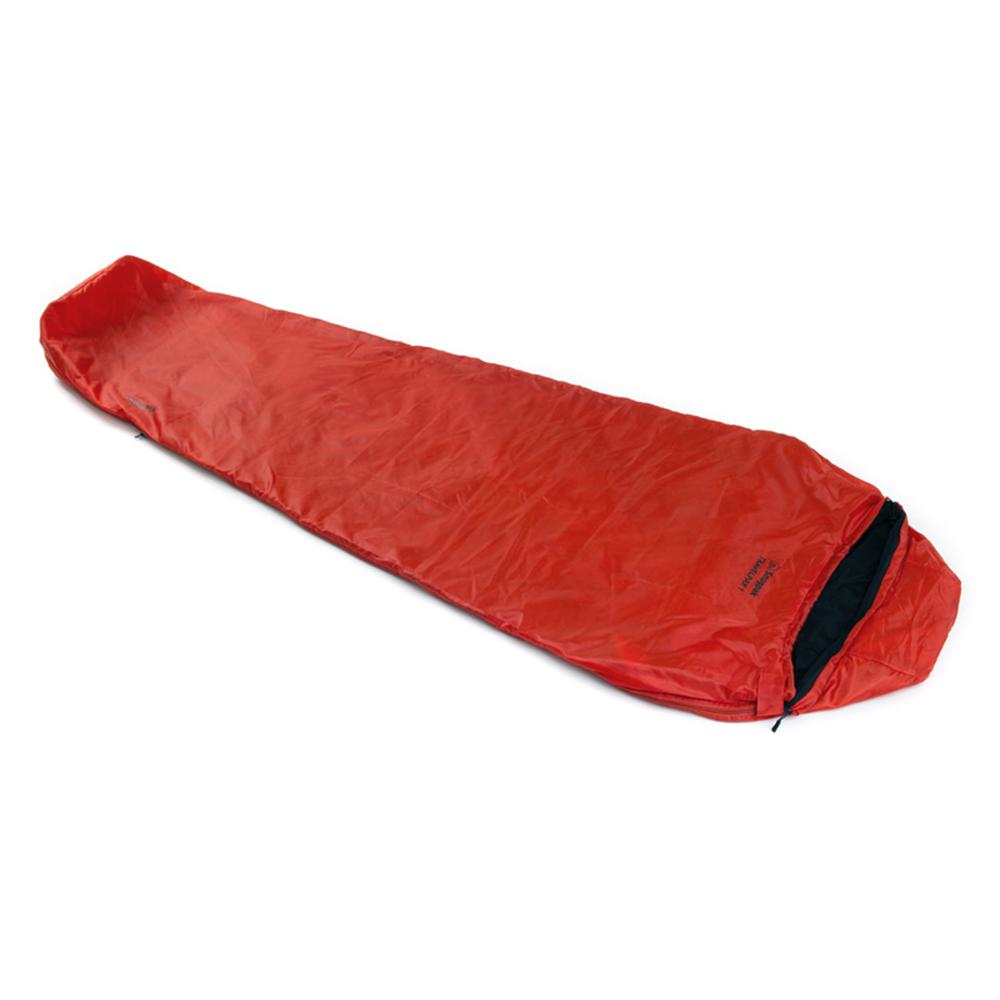 Chattanooga Snugpak lightweight sleeping bag roll-away mosquito net in flame red, designed for outdoor camping and insect protection.