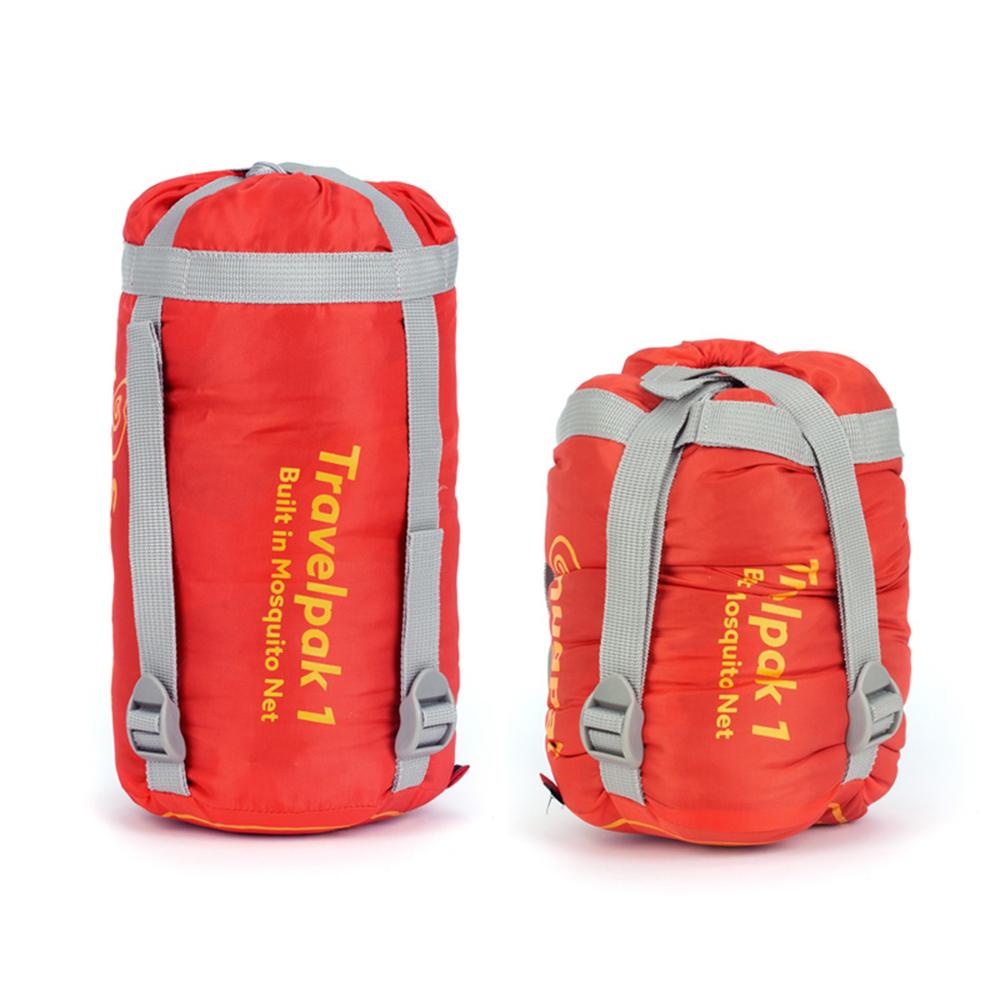 Chattanooga Snugpak lightweight sleeping bag roll-away mosquito net in flame red, designed for outdoor camping and insect protection.