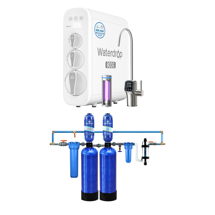 Aquasana City Water Filtration + Salt-Free + UV + Post  &amp; Pre-Filter + Install Kit With Waterdrop RO System G3P800 Filtration