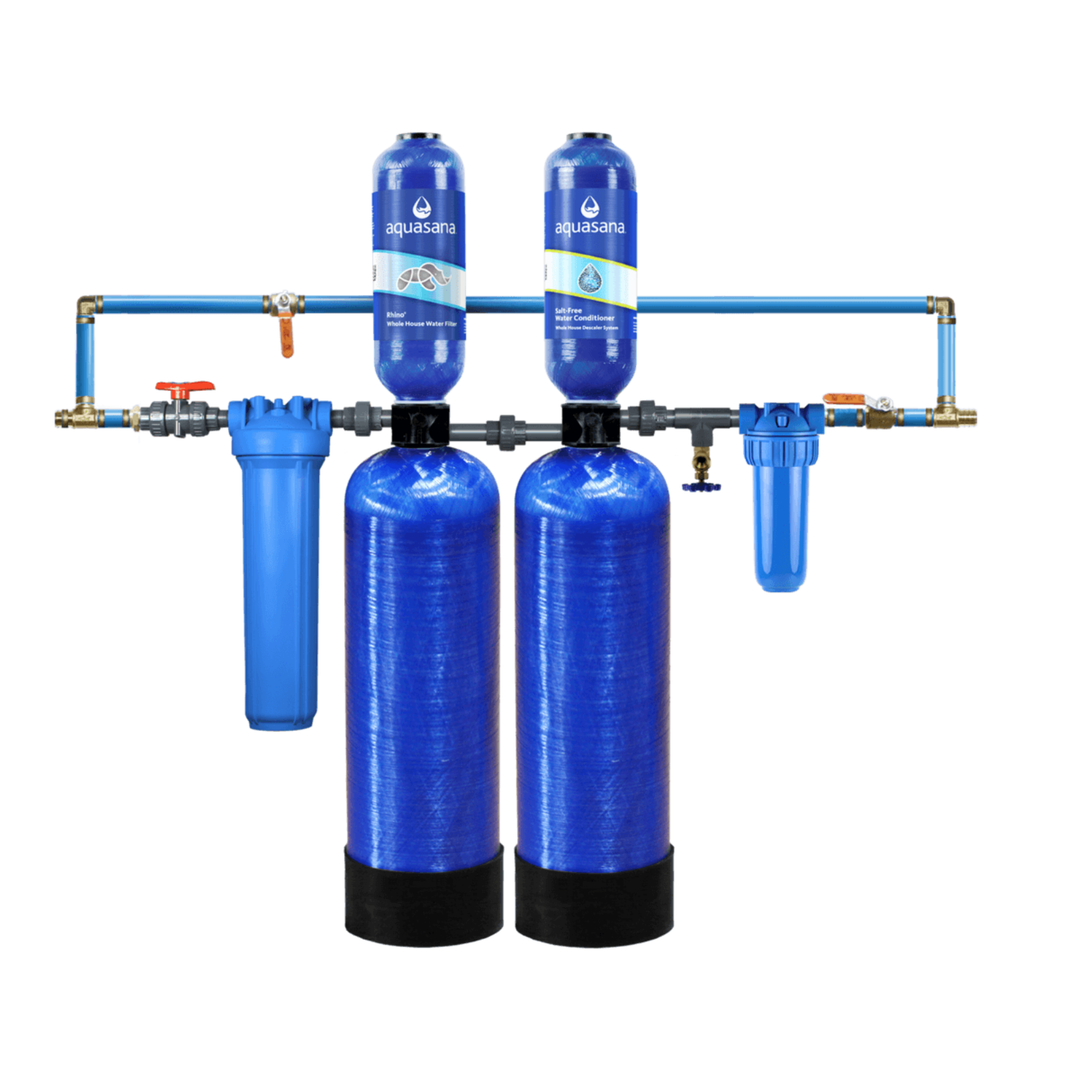 Aquasana Well Whole House Water Filtration + Salt-Free + Post &amp; Pre Filter + Install Kit